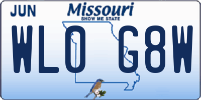 MO license plate WL0G8W