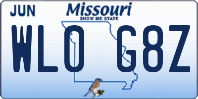 MO license plate WL0G8Z