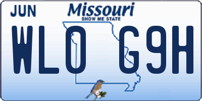 MO license plate WL0G9H