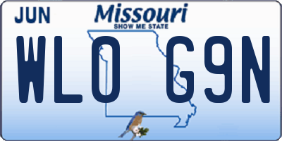 MO license plate WL0G9N