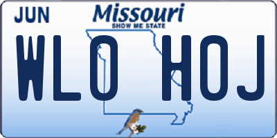 MO license plate WL0H0J