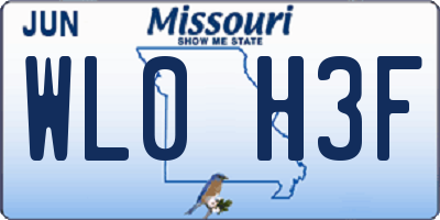MO license plate WL0H3F