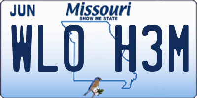 MO license plate WL0H3M