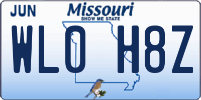 MO license plate WL0H8Z