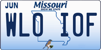 MO license plate WL0I0F