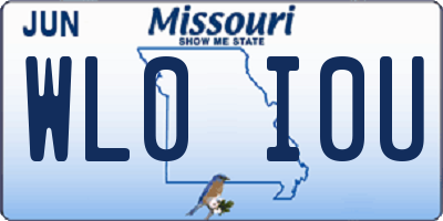 MO license plate WL0I0U