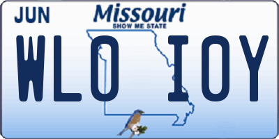 MO license plate WL0I0Y