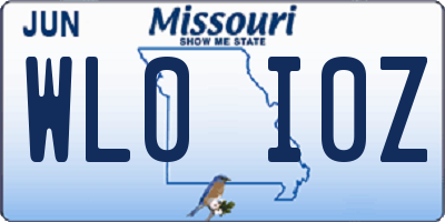 MO license plate WL0I0Z