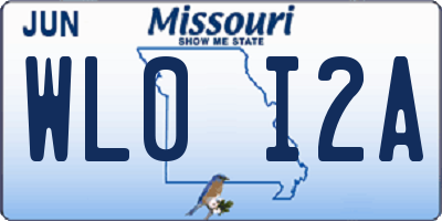 MO license plate WL0I2A