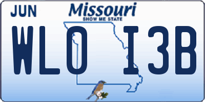 MO license plate WL0I3B