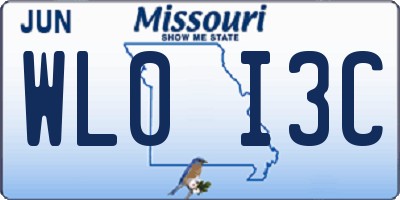 MO license plate WL0I3C