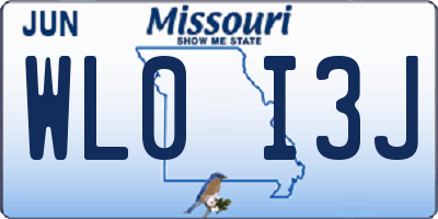 MO license plate WL0I3J