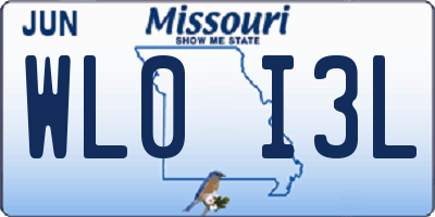 MO license plate WL0I3L