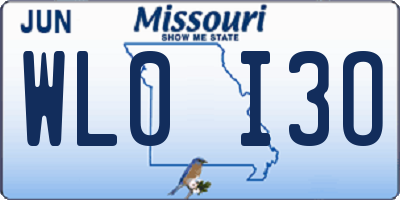 MO license plate WL0I3O