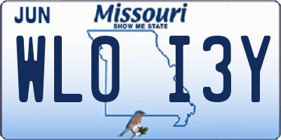 MO license plate WL0I3Y