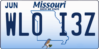 MO license plate WL0I3Z