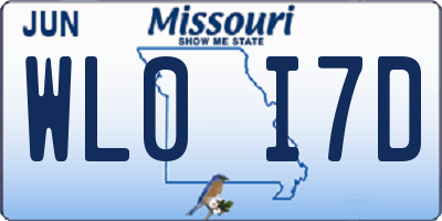 MO license plate WL0I7D