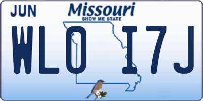 MO license plate WL0I7J