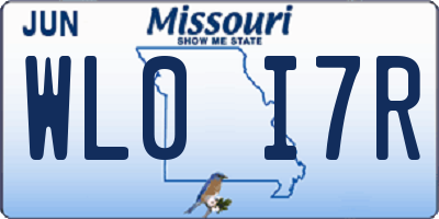 MO license plate WL0I7R