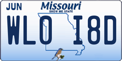 MO license plate WL0I8D
