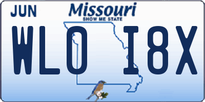 MO license plate WL0I8X