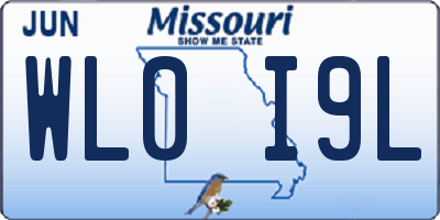 MO license plate WL0I9L