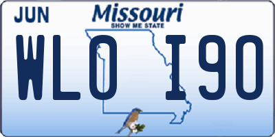 MO license plate WL0I9O