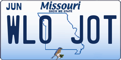 MO license plate WL0J0T