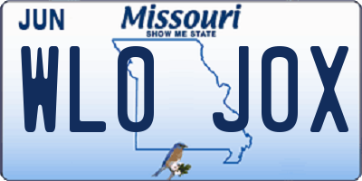 MO license plate WL0J0X