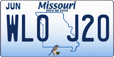 MO license plate WL0J2O