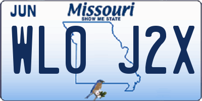 MO license plate WL0J2X
