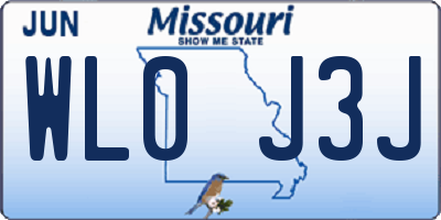 MO license plate WL0J3J
