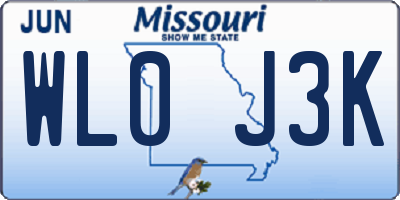 MO license plate WL0J3K