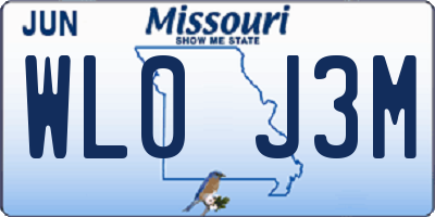 MO license plate WL0J3M