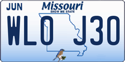 MO license plate WL0J3O