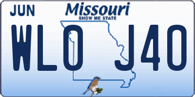 MO license plate WL0J4O