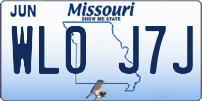 MO license plate WL0J7J