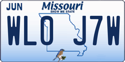 MO license plate WL0J7W