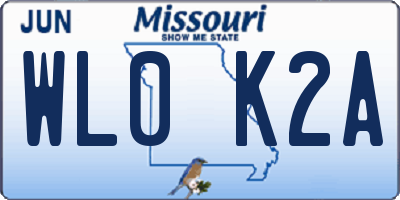 MO license plate WL0K2A