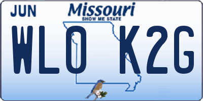 MO license plate WL0K2G