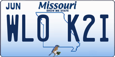 MO license plate WL0K2I
