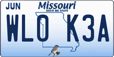 MO license plate WL0K3A