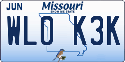MO license plate WL0K3K