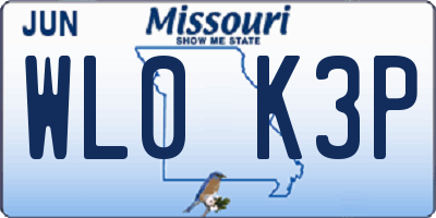 MO license plate WL0K3P