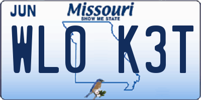 MO license plate WL0K3T