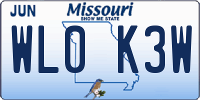 MO license plate WL0K3W