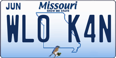MO license plate WL0K4N