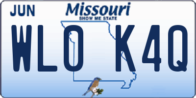 MO license plate WL0K4Q