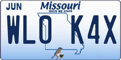 MO license plate WL0K4X