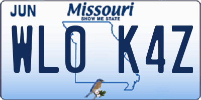 MO license plate WL0K4Z